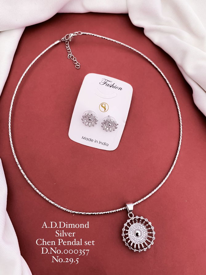 AD Dimaond Designer Rose Gold Silver Chain Pendal Set 2 Wholesalers In Delhi
